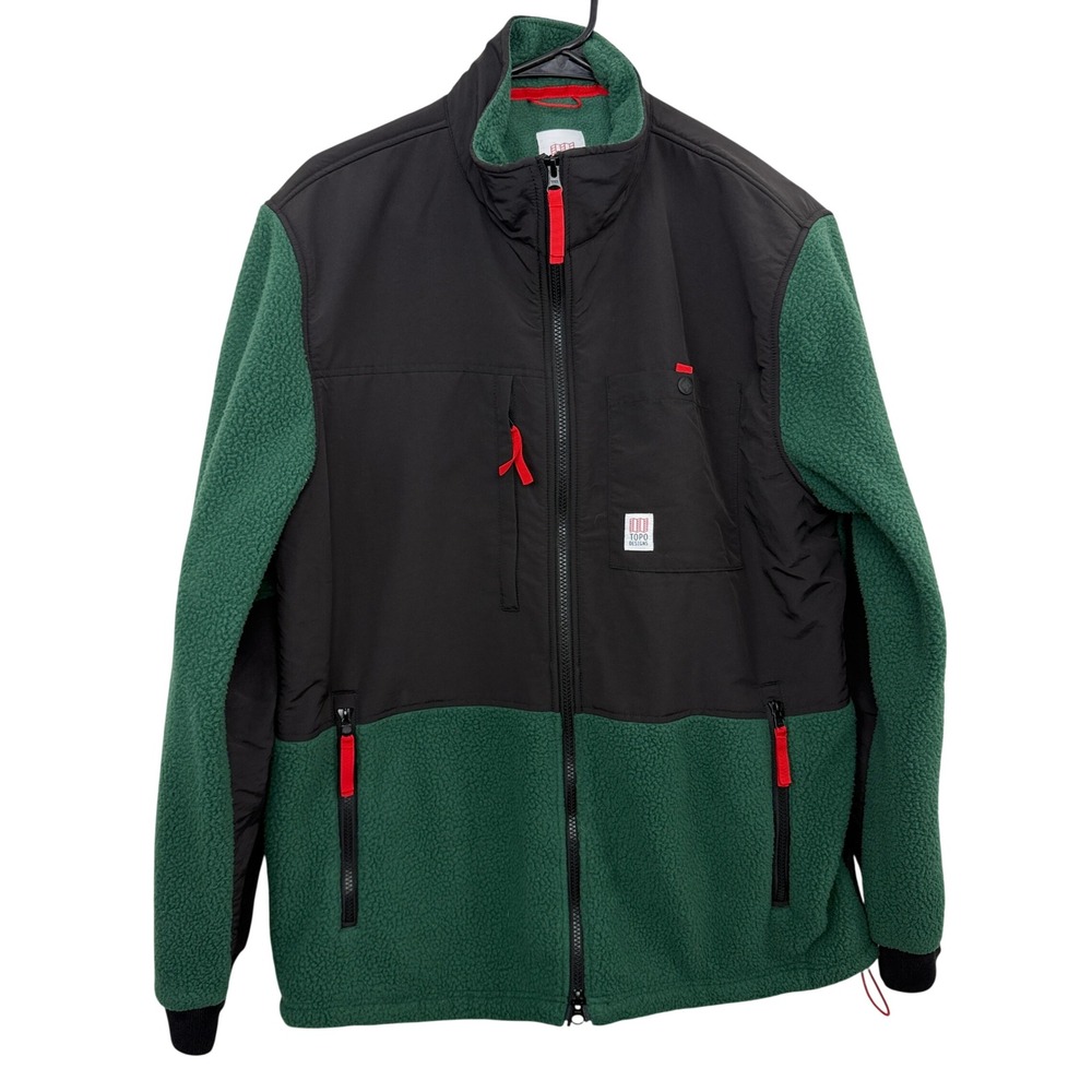 Topo Designs Jacket Mens XL Green Subalpine Fleece Color Block Full Zip Pockets